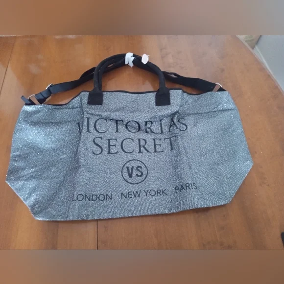 Victoria's Secret Glittering Silver Travel Bag - Picture 2 of 3